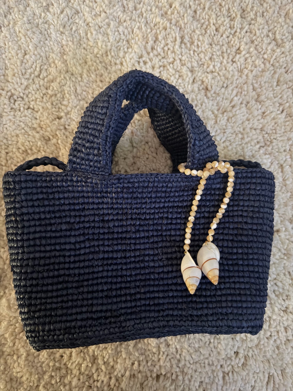 Manebi new sunset  Navy Crossbody Bag with removable Shell Accent